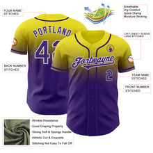 Загрузить изображение в средство просмотра галереи, Custom Light Yellow Purple-White Authentic Fade Fashion Baseball Jersey