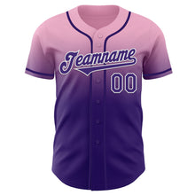 Charger l'image dans la galerie, Custom Light Pink Purple-White Authentic Fade Fashion Baseball Jersey
