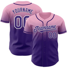 Charger l'image dans la galerie, Custom Light Pink Purple-White Authentic Fade Fashion Baseball Jersey