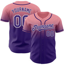Charger l'image dans la galerie, Custom Medium Pink Purple-White Authentic Fade Fashion Baseball Jersey