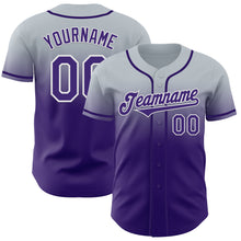 Laden Sie das Bild in den Galerie-Viewer, Custom Silver Purple-White Authentic Fade Fashion Baseball Jersey