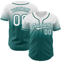 Charger l'image dans la galerie, Custom White Teal Authentic Fade Fashion Baseball Jersey