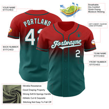 Charger l'image dans la galerie, Custom Red White-Teal Authentic Fade Fashion Baseball Jersey