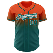 Charger l'image dans la galerie, Custom Orange Teal-White Authentic Fade Fashion Baseball Jersey
