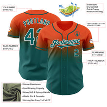 Charger l'image dans la galerie, Custom Orange Teal-White Authentic Fade Fashion Baseball Jersey