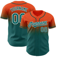 Charger l'image dans la galerie, Custom Orange Teal-White Authentic Fade Fashion Baseball Jersey