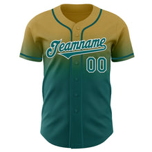 Charger l'image dans la galerie, Custom Old Gold Teal-White Authentic Fade Fashion Baseball Jersey