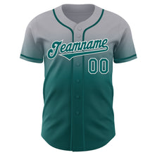 Charger l'image dans la galerie, Custom Gray Teal-White Authentic Fade Fashion Baseball Jersey