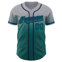 Charger l'image dans la galerie, Custom Gray Teal-Navy Authentic Fade Fashion Baseball Jersey