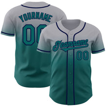 Charger l'image dans la galerie, Custom Gray Teal-Navy Authentic Fade Fashion Baseball Jersey