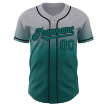 Charger l'image dans la galerie, Custom Gray Teal-Black Authentic Fade Fashion Baseball Jersey