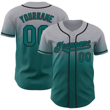 Charger l'image dans la galerie, Custom Gray Teal-Black Authentic Fade Fashion Baseball Jersey