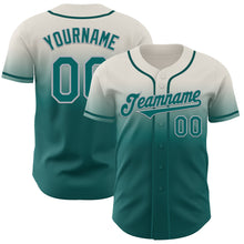 Load image into Gallery viewer, Custom Cream Teal-Gray Authentic Fade Fashion Baseball Jersey