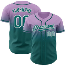 Charger l'image dans la galerie, Custom Light Purple Teal-White Authentic Fade Fashion Baseball Jersey