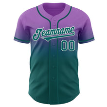 Laden Sie das Bild in den Galerie-Viewer, Custom Medium Purple Teal-White Authentic Fade Fashion Baseball Jersey
