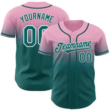 Charger l'image dans la galerie, Custom Light Pink Teal-White Authentic Fade Fashion Baseball Jersey