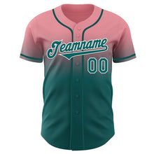 Charger l'image dans la galerie, Custom Medium Pink Teal-White Authentic Fade Fashion Baseball Jersey