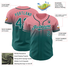 Charger l'image dans la galerie, Custom Medium Pink Teal-White Authentic Fade Fashion Baseball Jersey