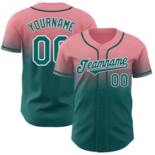 Charger l'image dans la galerie, Custom Medium Pink Teal-White Authentic Fade Fashion Baseball Jersey