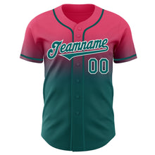 Charger l'image dans la galerie, Custom Neon Pink Teal-White Authentic Fade Fashion Baseball Jersey