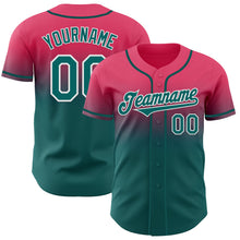Charger l'image dans la galerie, Custom Neon Pink Teal-White Authentic Fade Fashion Baseball Jersey