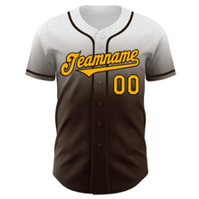 Charger l'image dans la galerie, Custom White Gold-Brown Authentic Fade Fashion Baseball Jersey