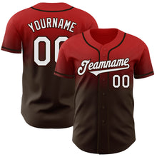Charger l'image dans la galerie, Custom Red White-Brown Authentic Fade Fashion Baseball Jersey