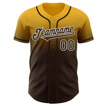 Charger l'image dans la galerie, Custom Gold Brown-White Authentic Fade Fashion Baseball Jersey