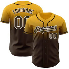 Charger l'image dans la galerie, Custom Gold Brown-White Authentic Fade Fashion Baseball Jersey