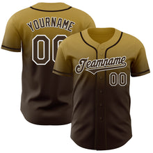 Charger l'image dans la galerie, Custom Old Gold Brown-White Authentic Fade Fashion Baseball Jersey