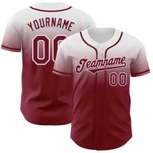 Charger l'image dans la galerie, Custom White Crimson Authentic Fade Fashion Baseball Jersey