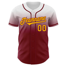Charger l'image dans la galerie, Custom White Gold-Crimson Authentic Fade Fashion Baseball Jersey