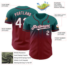 Charger l'image dans la galerie, Custom Teal White-Crimson Authentic Fade Fashion Baseball Jersey