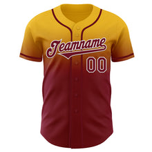 Charger l'image dans la galerie, Custom Gold Crimson-White Authentic Fade Fashion Baseball Jersey
