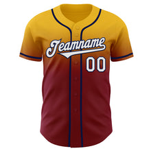 Charger l'image dans la galerie, Custom Gold White Crimson-Navy Authentic Fade Fashion Baseball Jersey
