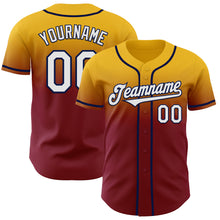 Charger l'image dans la galerie, Custom Gold White Crimson-Navy Authentic Fade Fashion Baseball Jersey