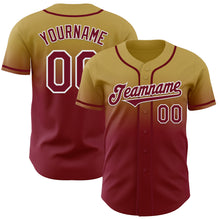 Charger l'image dans la galerie, Custom Old Gold Crimson-White Authentic Fade Fashion Baseball Jersey