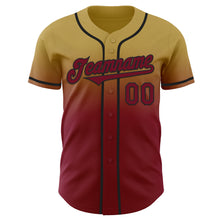 Charger l'image dans la galerie, Custom Old Gold Crimson-Black Authentic Fade Fashion Baseball Jersey