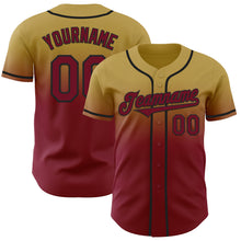 Charger l'image dans la galerie, Custom Old Gold Crimson-Black Authentic Fade Fashion Baseball Jersey