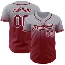 Charger l'image dans la galerie, Custom Gray Crimson-White Authentic Fade Fashion Baseball Jersey