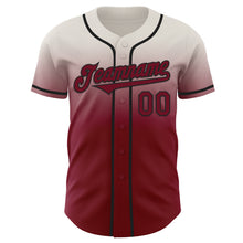 Charger l'image dans la galerie, Custom Cream Crimson-Black Authentic Fade Fashion Baseball Jersey