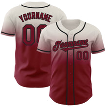 Charger l'image dans la galerie, Custom Cream Crimson-Black Authentic Fade Fashion Baseball Jersey
