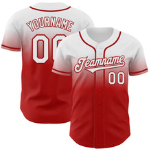 Charger l'image dans la galerie, Custom White Red Authentic Fade Fashion Baseball Jersey