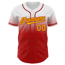 Charger l'image dans la galerie, Custom White Gold-Red Authentic Fade Fashion Baseball Jersey
