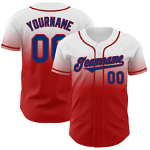 Charger l'image dans la galerie, Custom White Royal-Red Authentic Fade Fashion Baseball Jersey