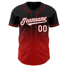 Charger l'image dans la galerie, Custom Black White-Red Authentic Fade Fashion Baseball Jersey