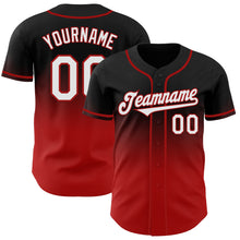 Charger l'image dans la galerie, Custom Black White-Red Authentic Fade Fashion Baseball Jersey