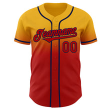 Laden Sie das Bild in den Galerie-Viewer, Custom Gold Red-Navy Authentic Fade Fashion Baseball Jersey