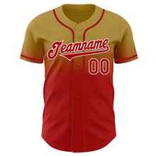 Charger l'image dans la galerie, Custom Old Gold Red-White Authentic Fade Fashion Baseball Jersey