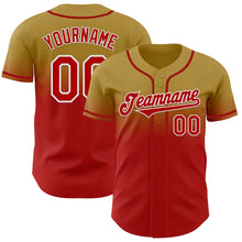 Charger l'image dans la galerie, Custom Old Gold Red-White Authentic Fade Fashion Baseball Jersey